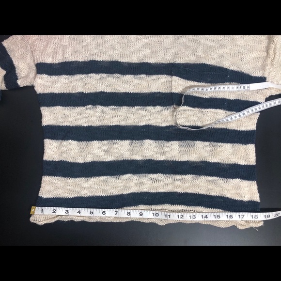 Cable Net White  & Blue cropped sweater 3/ 4 sleeve - Picture 5 of 8